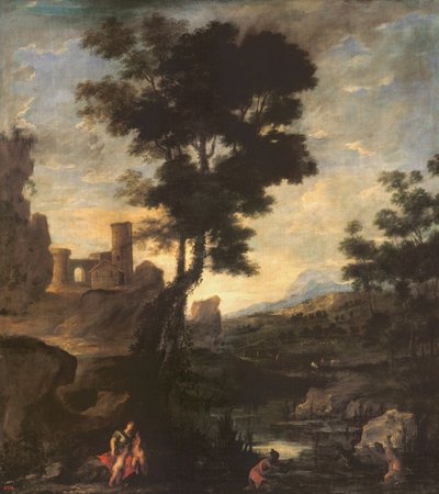 Landscape with Leto and the Peasants Transformed into Frogs by Benito Manuel de Aguero